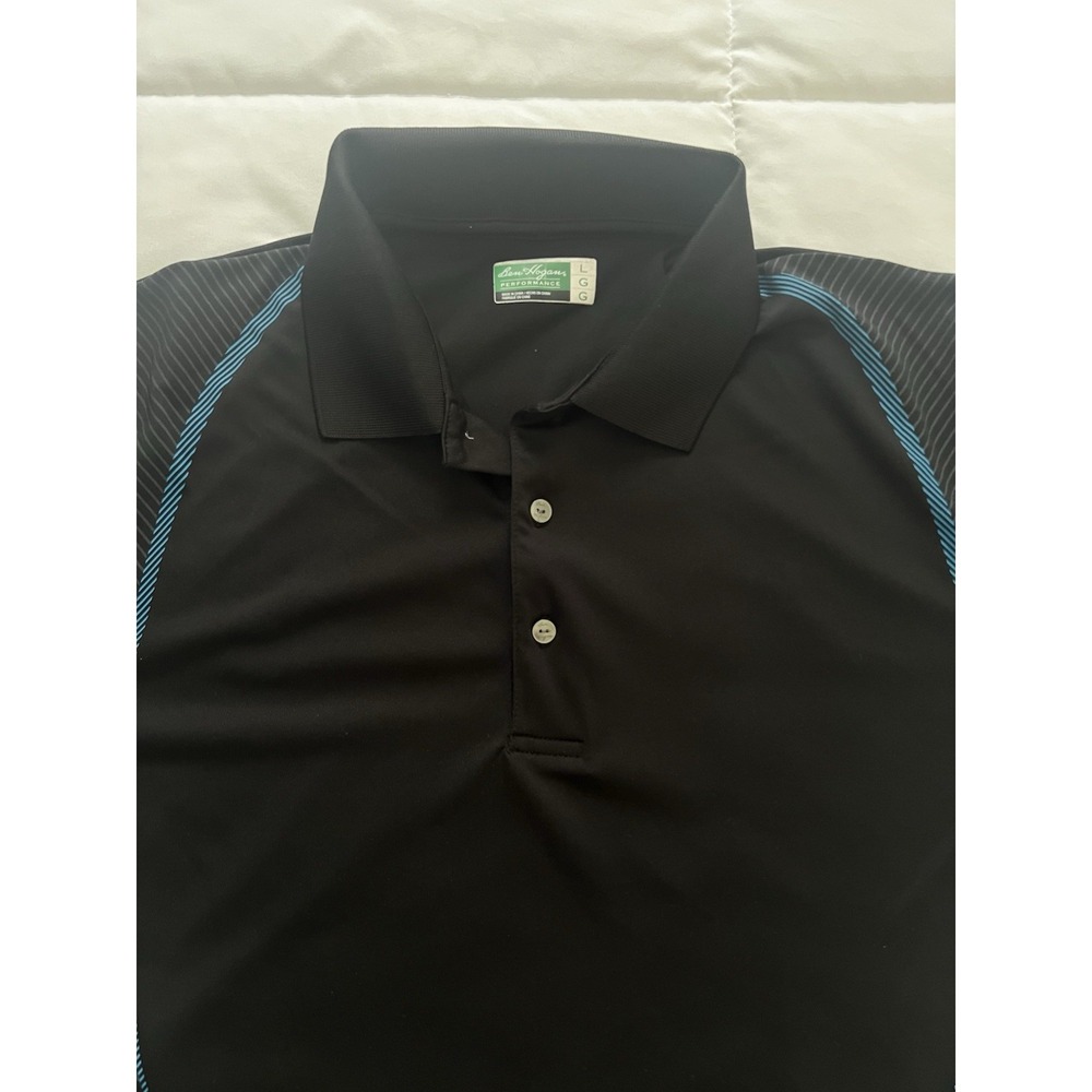 Performance Golf Polo Shirt Men Size L Short Sleeve Black / Blue Ben‎ Hogan